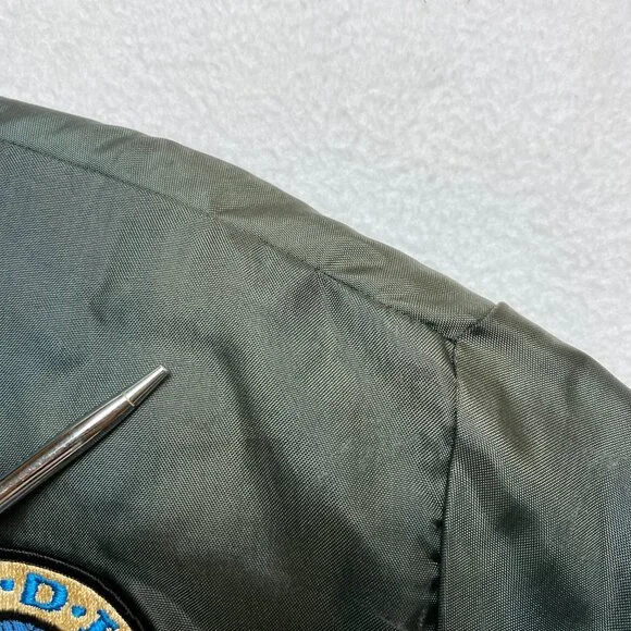 Vintage PADI Scuba Diver Jacket Men's L Gray Green Puffer Full Zip Quilted